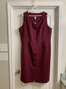 Vicki Wayne Brand Burgundy Pin Stripe Sleeveless Dress, Size 20 (NWT)